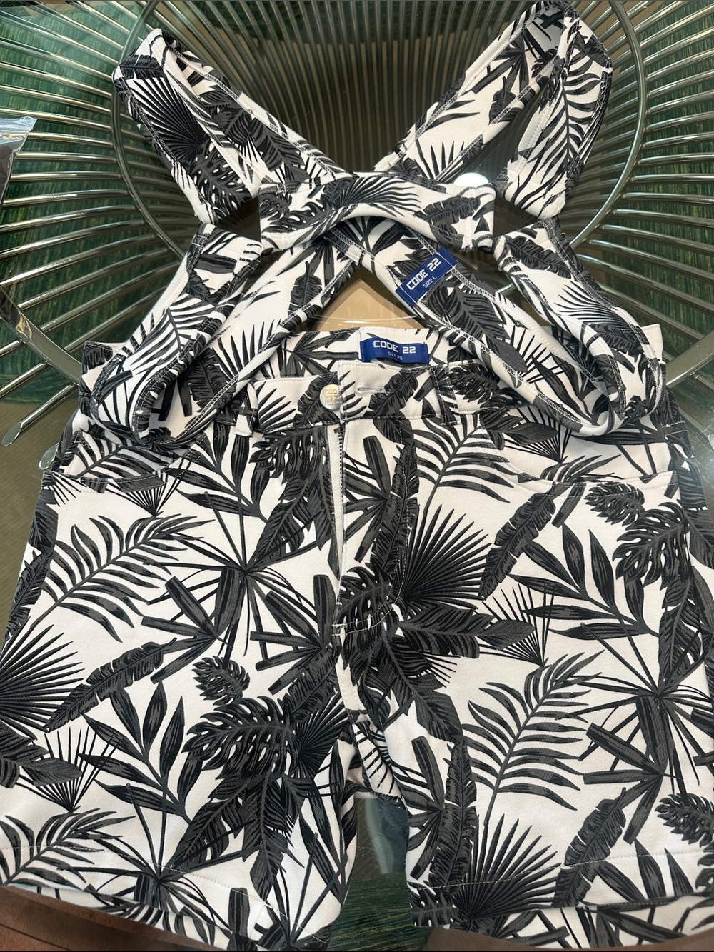 Black & White Tropical Athletic Shorts and harness like new by Code 22